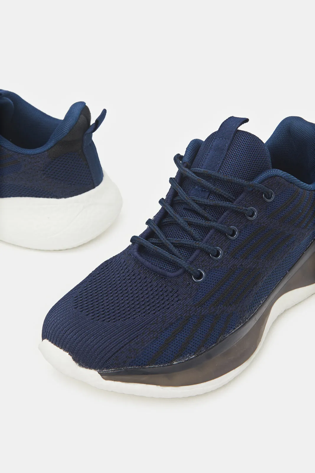 Men Navy Knit Trainers