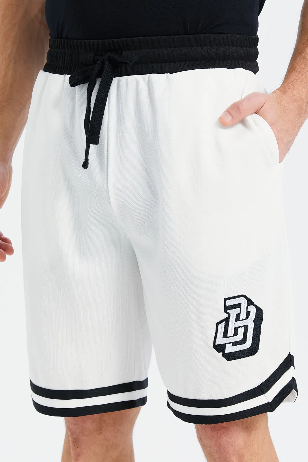 Men White Basketball Shorts