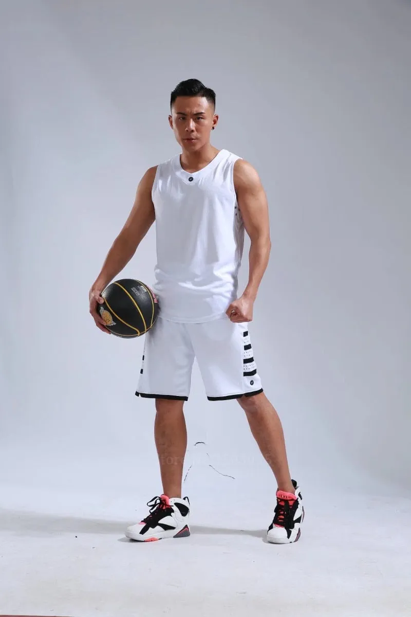 Men's Women's Basketball Jerseys Uniforms Set blank breathable dry quick basketball shirts shorts suits Set