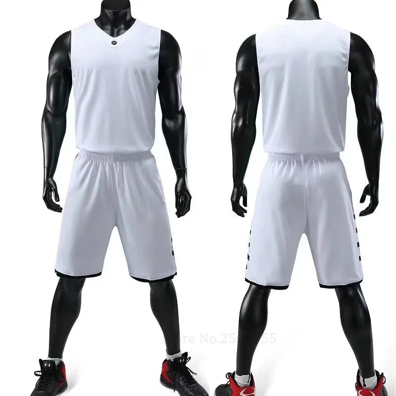 Men's Women's Basketball Jerseys Uniforms Set blank breathable dry quick basketball shirts shorts suits Set