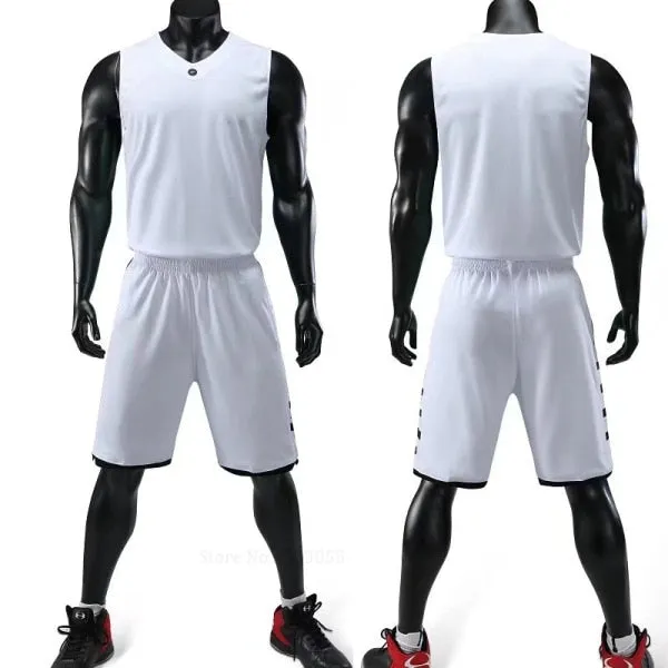 Men's Women's Basketball Jerseys Uniforms Set blank breathable dry quick basketball shirts shorts suits Set