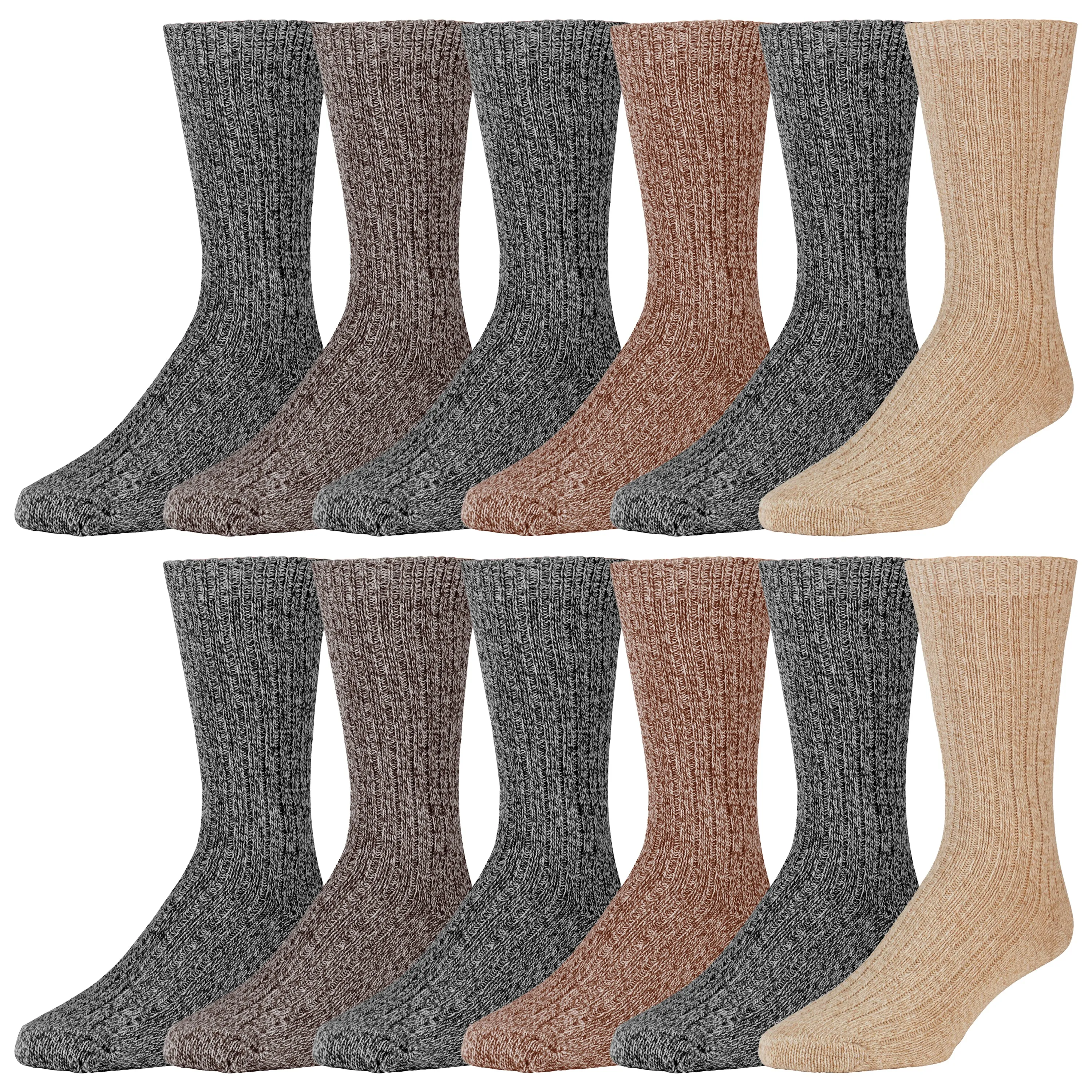 Merino Wool Socks, Warm Crew Thermal Socks For Winter, Men's and Women's Extreme Cold Weather Socks, Dark Colors, Size 10-13