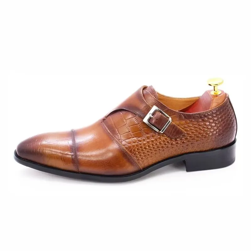 Modish CrocLuxe Crocodile Pattern Monkstrap Dress Shoes