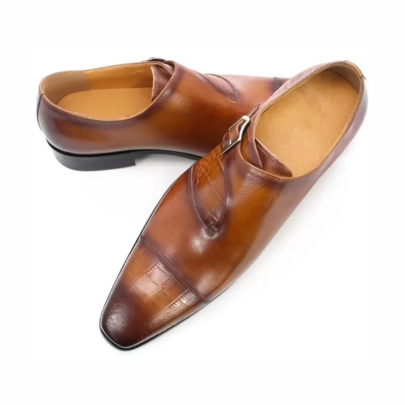 Modish CrocLuxe Crocodile Pattern Monkstrap Dress Shoes