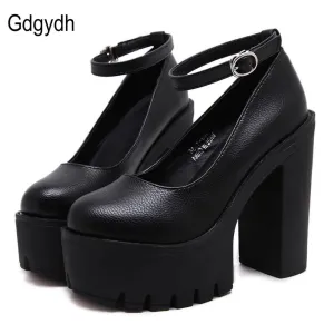 New spring autumn casual high-heeled shoes sexy ruslana korshunova thick heels platform pumps Black White