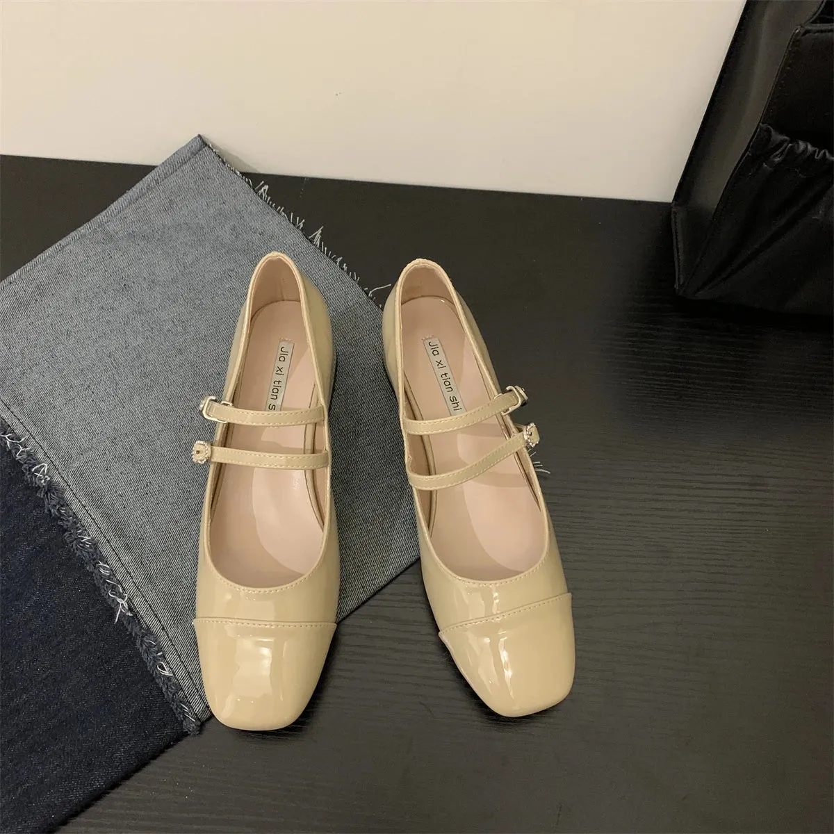 New Women Flat Shoes Fashion Square Toe Shallow Ladies Mary Jane Ballerinas Flat Heel Casual Ballet Shoes