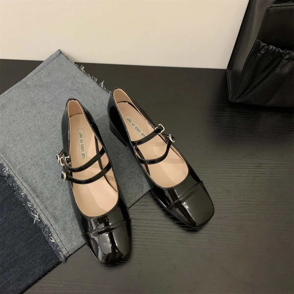 New Women Flat Shoes Fashion Square Toe Shallow Ladies Mary Jane Ballerinas Flat Heel Casual Ballet Shoes