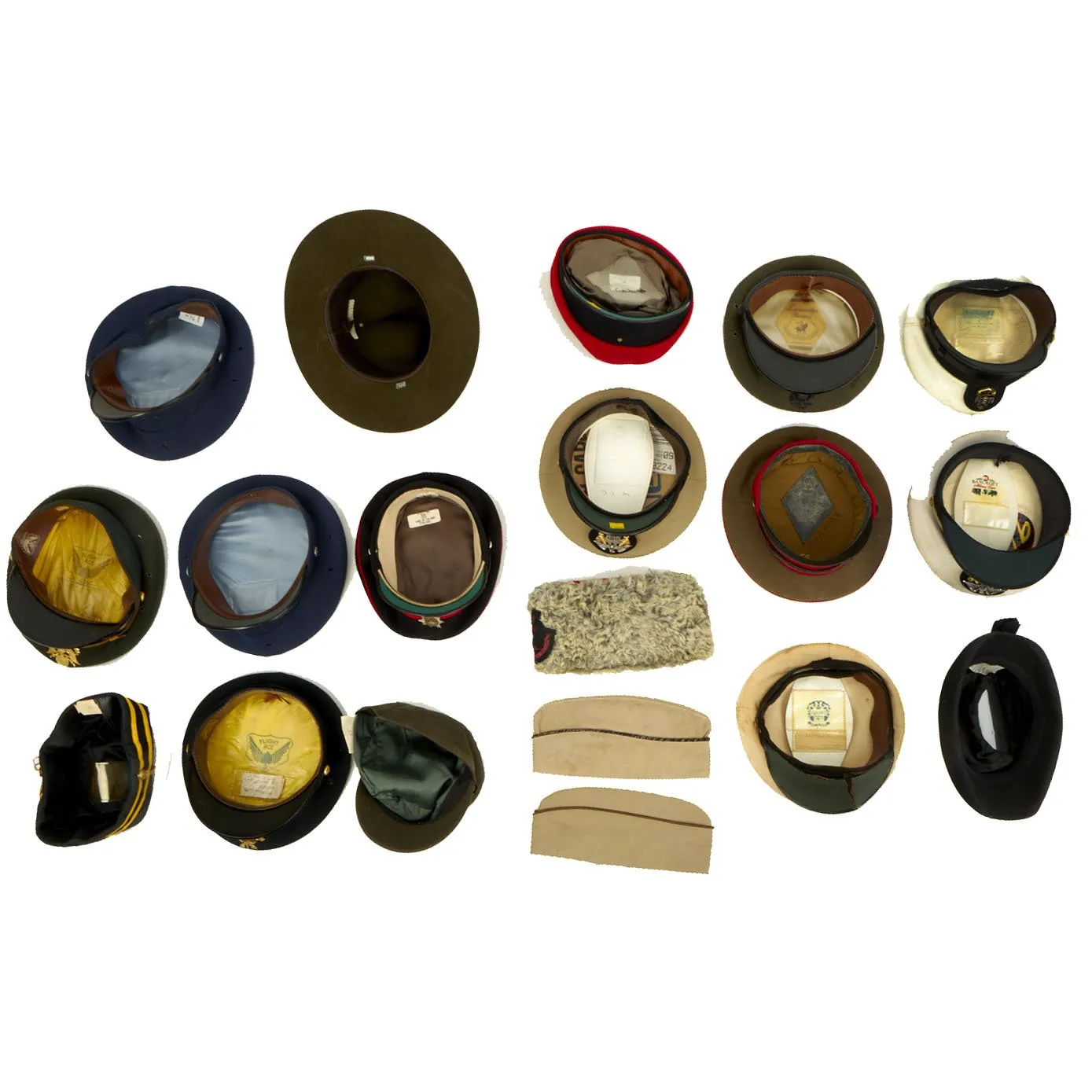 Original WWII to Cold War Military Hat Collection - Set of 23