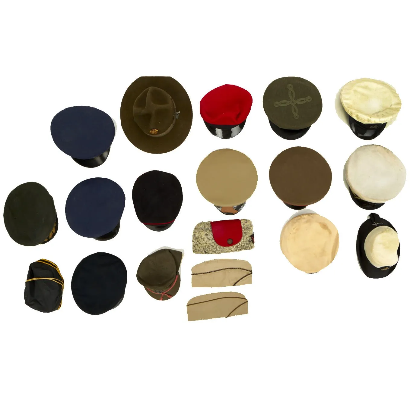 Original WWII to Cold War Military Hat Collection - Set of 23