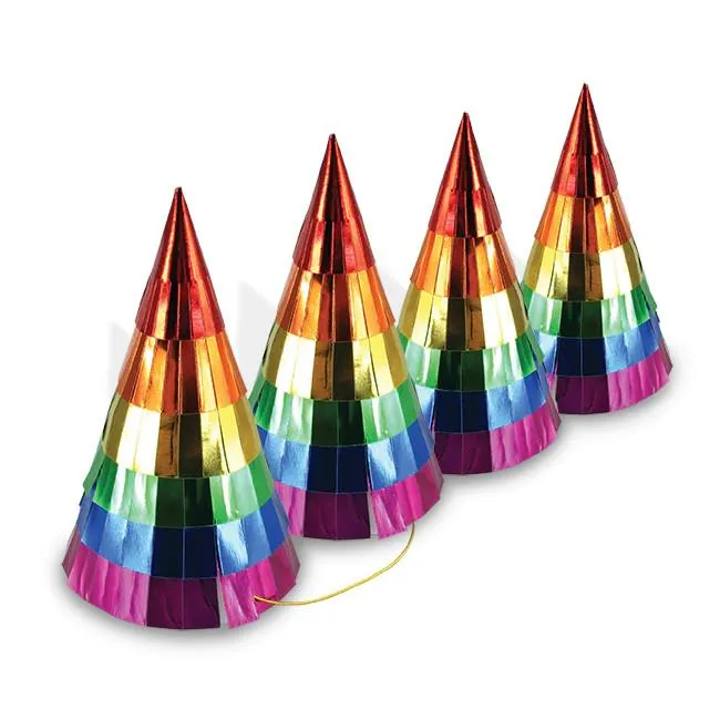 Party Partners Rainbow Foil Bling Party Hats 6pk