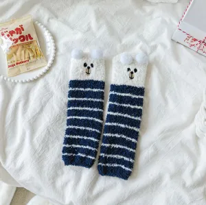 Polar Bear Cartoon Socks,Women Fun Novelty Crew Character Warm, Comfy & Cozy Designed Socks