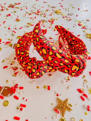 Red Gold Leopard Knotted Headband