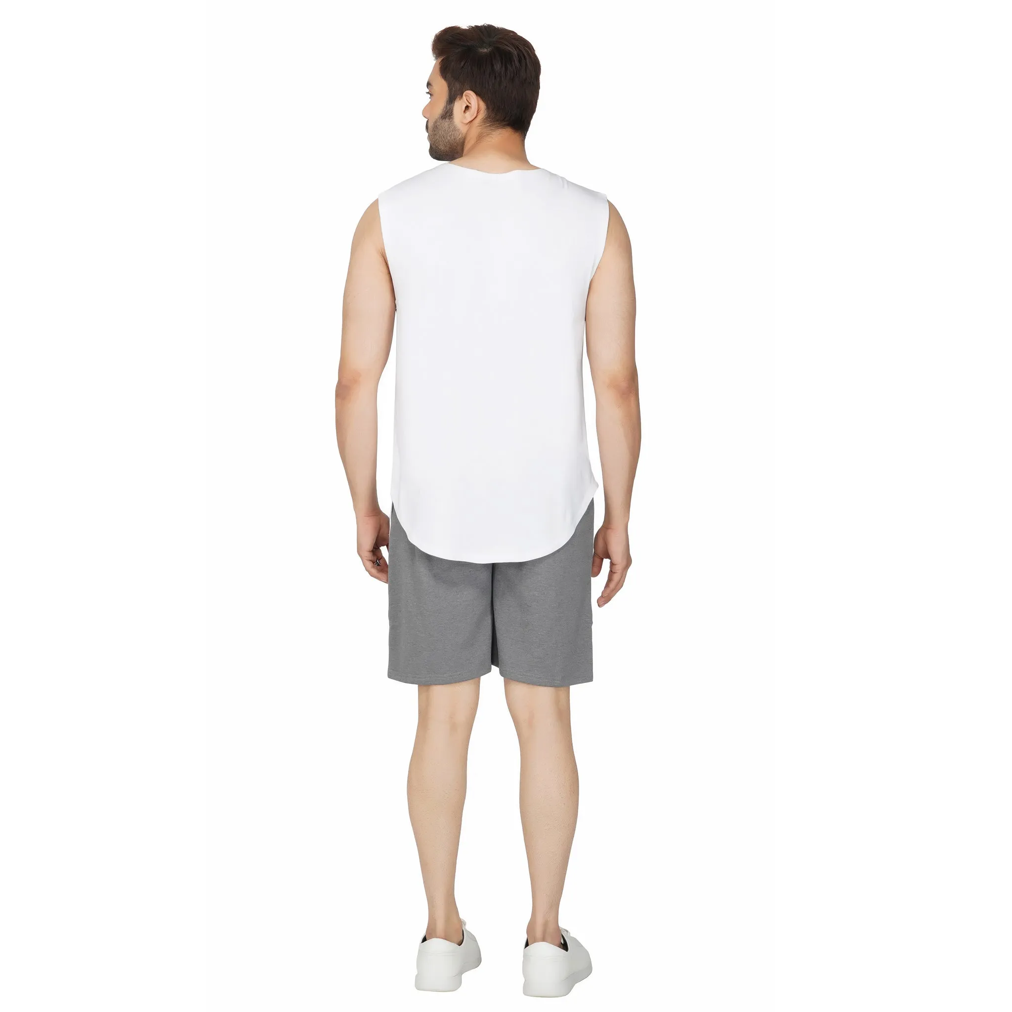 SLAY. Men's Light Grey Activewear Sports Shorts with White Stripes