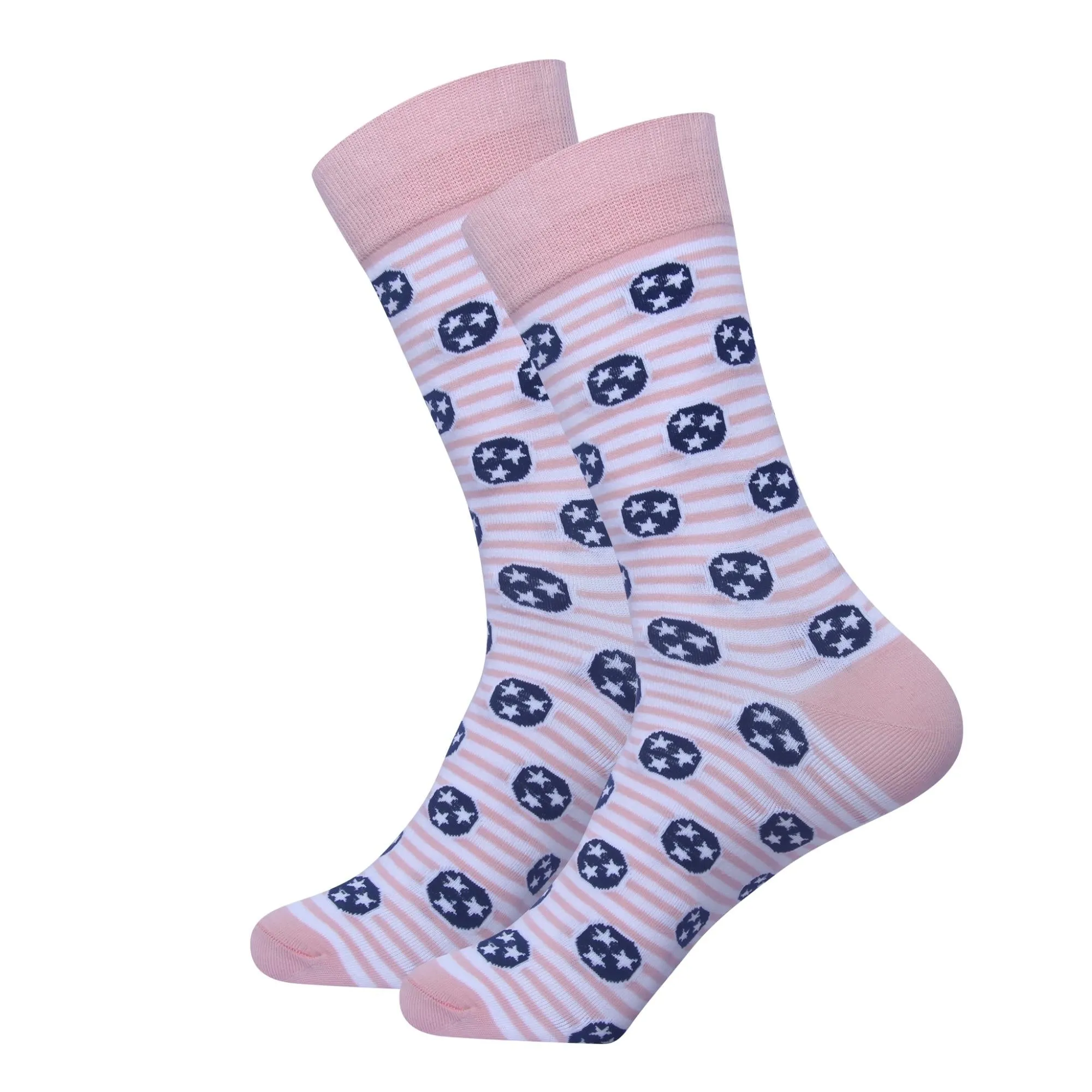 White / Pink Stripe Tri Star Socks