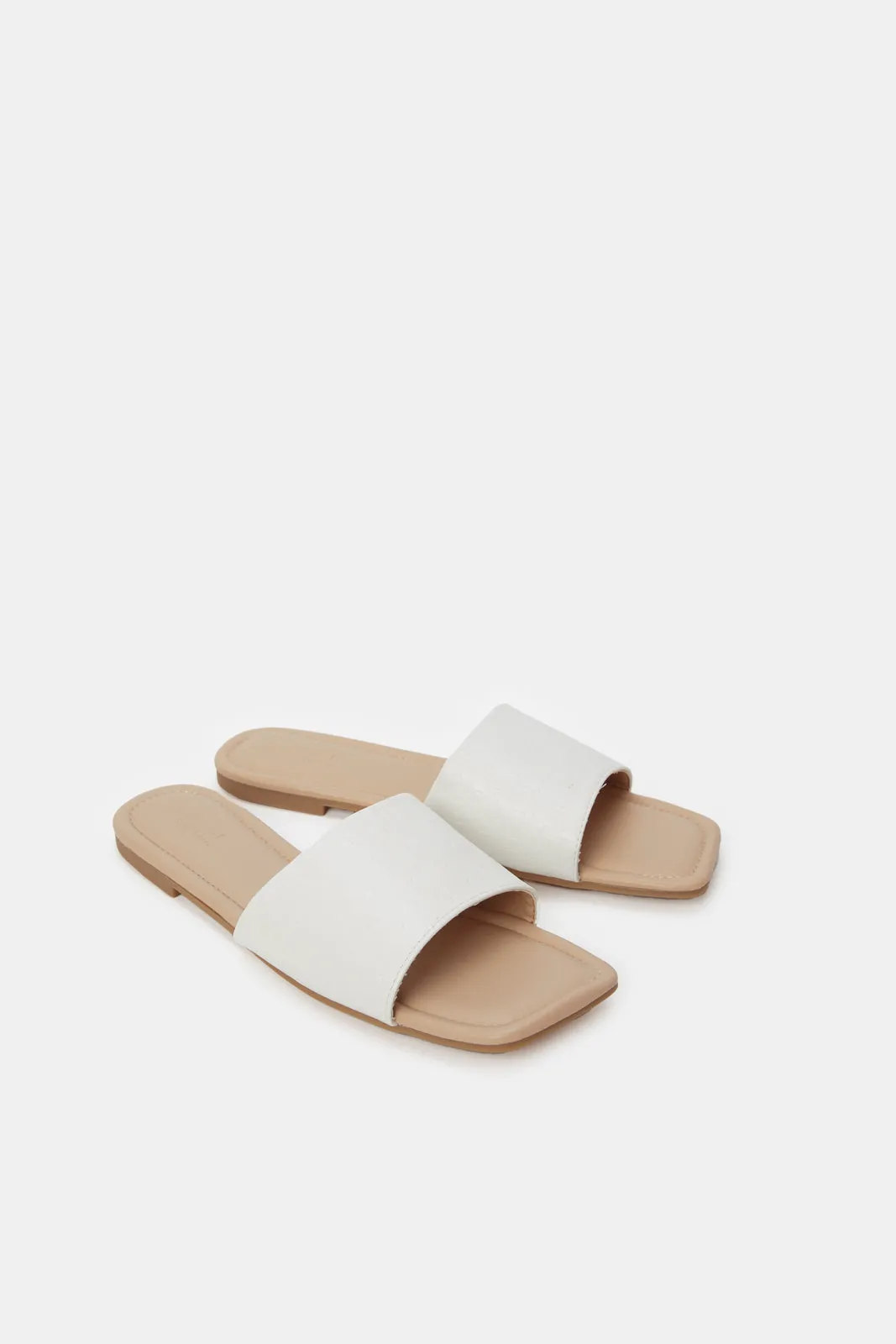 Women White Ostrich Mule